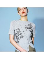 韓國PRENDA - DISTORTED COLLAGE CARDIGAN GRAY